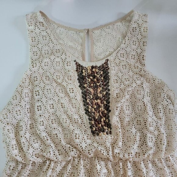 Maurices Plus Dress Womens 2X Doily Eyelet Lace Sleeveless Beaded Sequin Beige‎ - Picture 15 of 16